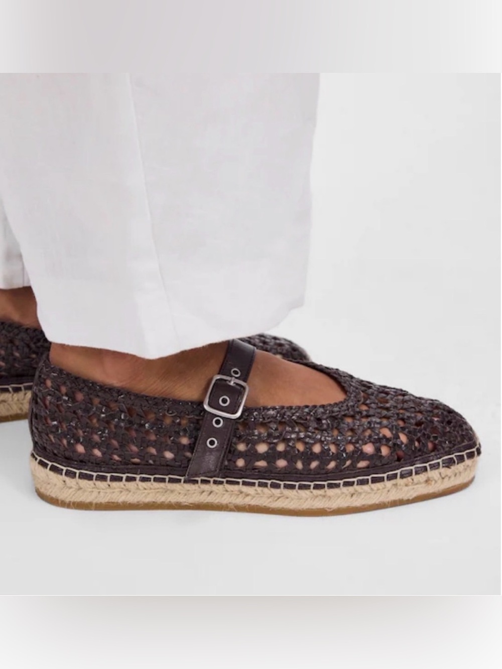 Madewell The Remy Mary Jane Espadrille in woven Dark Carob NEW